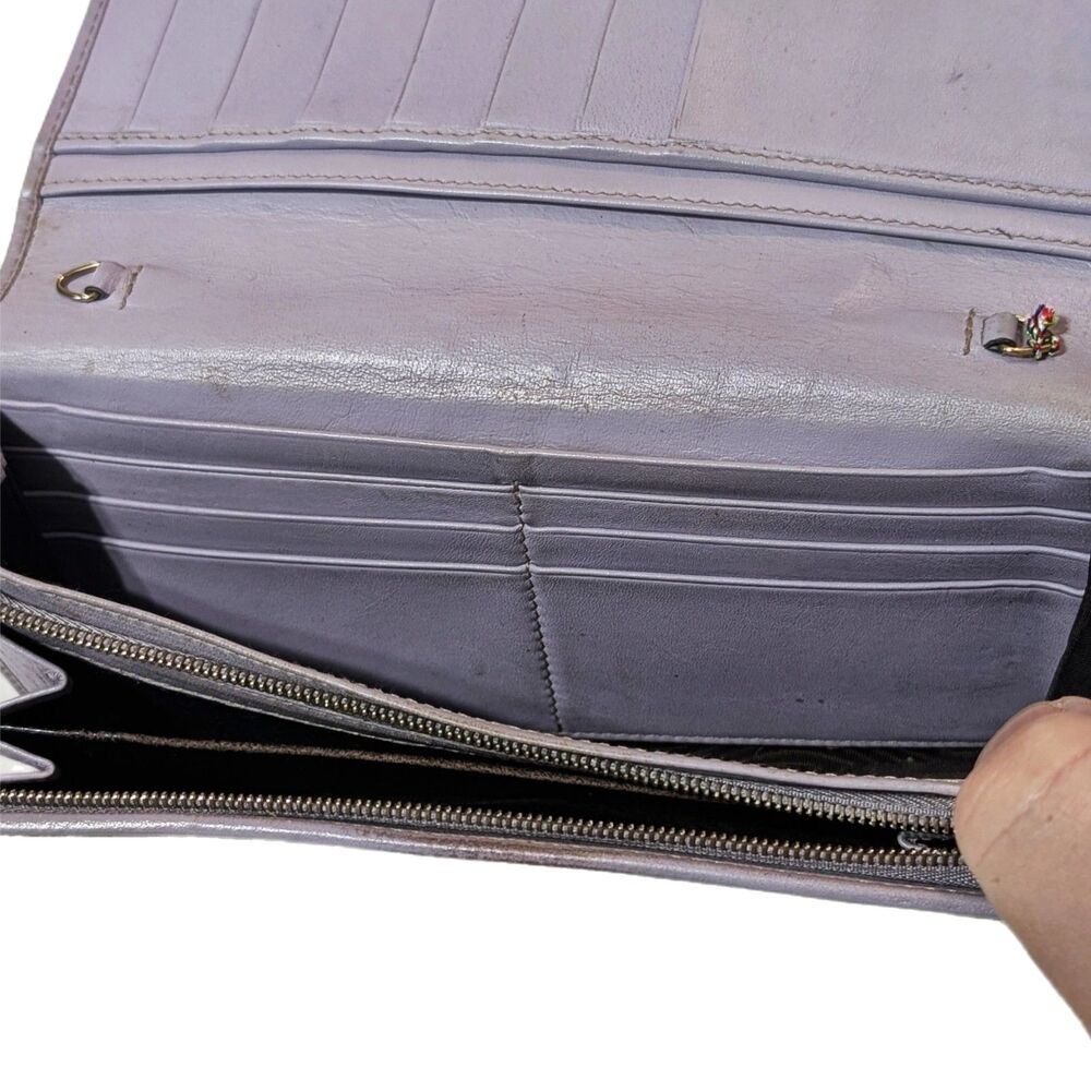 Gucci GG Monogram Canvas Long Wallet Rare Lavender Leather Vintage Y2K - Picture 8 of 11
